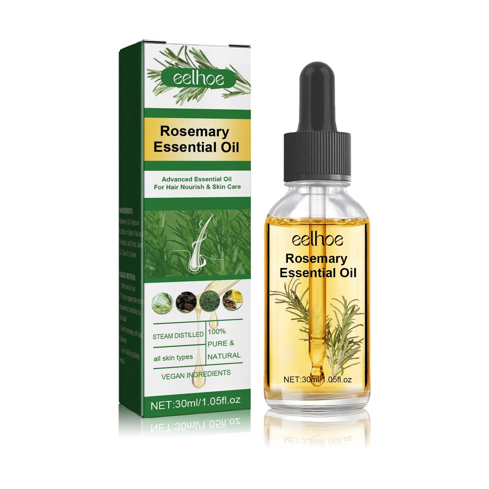 EELHOE Rosemary Hair Growth Essential Oil Anti Hair Loss Damaged Dry Treatment Split Ends Repair Scalps Nourishing Smoothing Oil