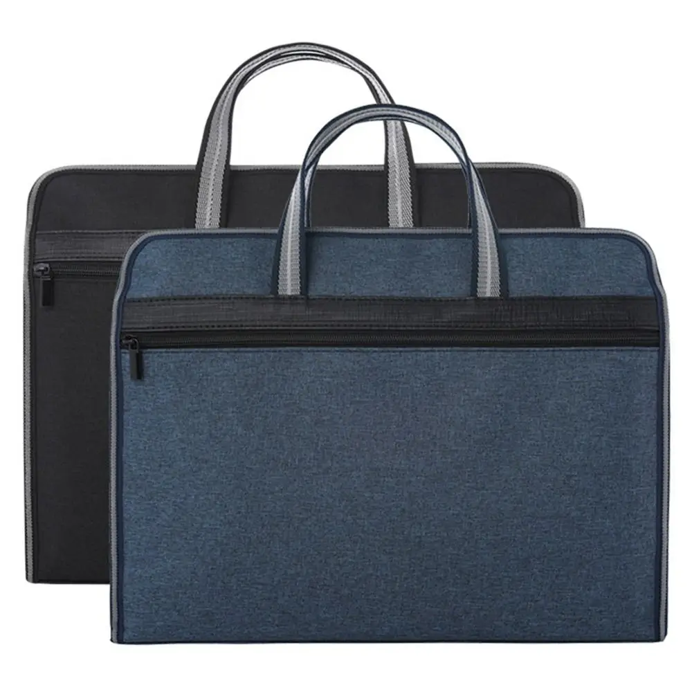 

Waterproof A4 File Bag Large Capacity Multiple Compartments Document Storage Bag Zipper Simple Laptop Handbag Commute