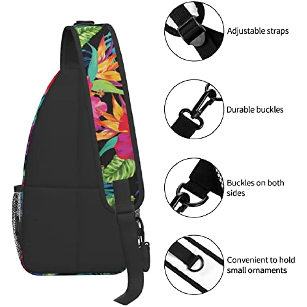 Tropical Flower Sling Bag Crossbody Travel Hiking Chest Backpack Shoulder Daypack for Women Men One Size