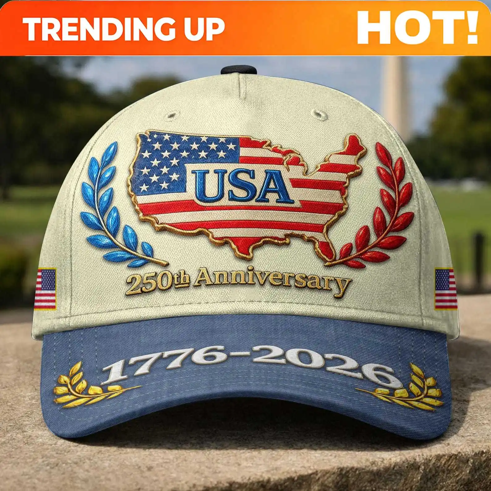 Celebrate 250 Years USA Baseball Cap, 4th of July Hat, American Flag 1776–2026 Unisex Cap, Independence Gift, Gifts Idea For Pat