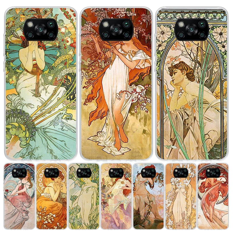 Alfons Mucha Primavera Case Phone Cover for Xiaomi Mi 11T 12T 10T 9T Pro 11i 12X 13 12 11 10 9 8 Lite 6X 5X A3 A2 Trend Fundas