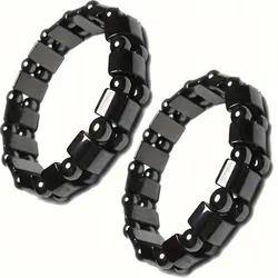 A Black Gallstone Magnetic Bracelet for Men and Women, the Same Magnetic Energy Bracelet with Double Row Bead Magnetic Bracelet