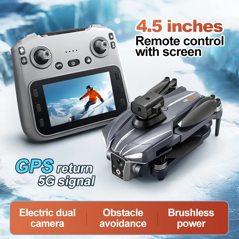 Drone K18MAX 5G com Câmera 8K HD e Tela de 4,5 Polegadas - Quadcopter Dobrável com Evitação Inteligente de Obstáculos