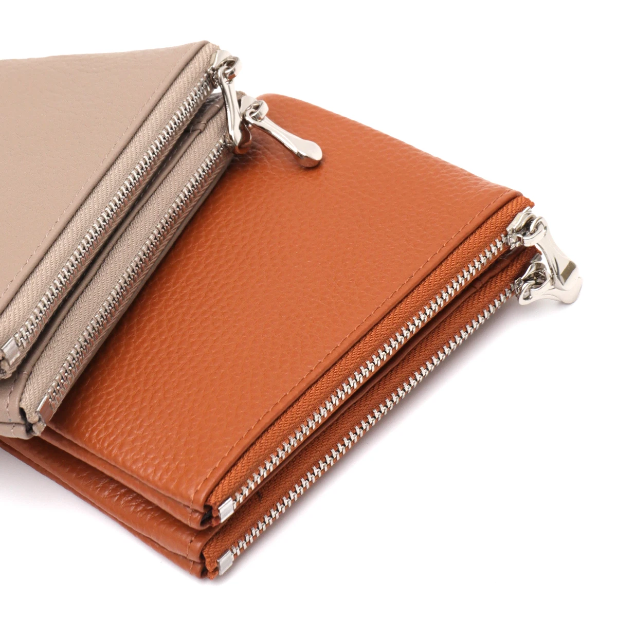 SC Women Minimalist Genuine Leather Bifold Short Wallet Plain Multi Pockets Card Holders Cash Slots Coin Purse Portable Daily