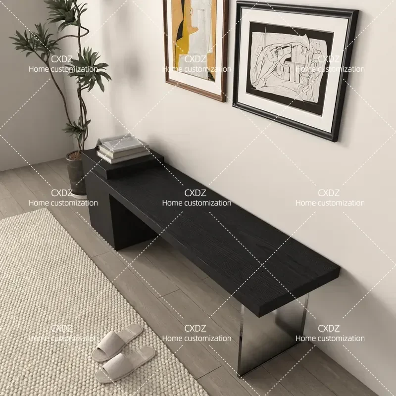 Wabi Sansan Acrylic Solid Wood Bench Bedroom Shoe Changing Stool Log Bedside Stool Living Room Bench Household Dining Table