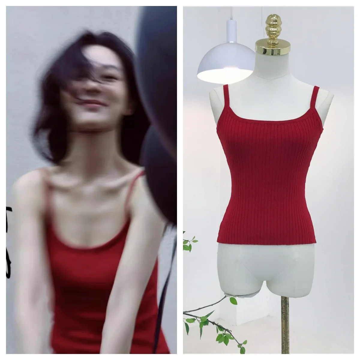 

7994 Красный жилет, летний Yu Shuxin, знаменитость, тот же стиль, чистое желание, ребристый, эластичный, скрывающий боковой, облегающий, для похудения, камзол