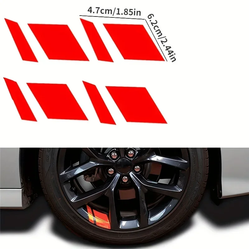 8 pieces of left-side reflective wheel hub stickers, automotive accessories, which can enhance visibility