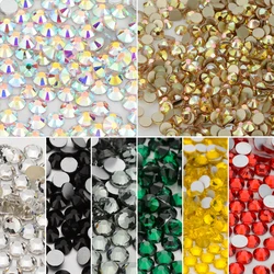 High Quality Glass Flat Back Rhinestones Glitter Crystal AB Stones Glue On Strass Rhinestone for Nail Art Clothes Decoration