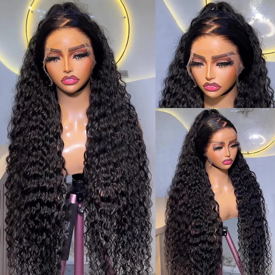 

Natural Black Soft Preplucked 26Inch Long 180Density Lace Front Wigs For Women Kinky Curly With Baby Hair Glueless Good Texture