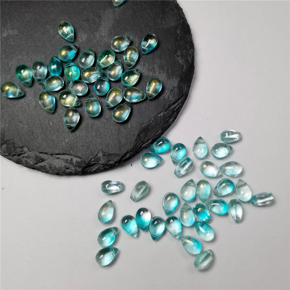 30 Stück Farbverlauf 6 x 9 mm Wassertropfenform Perlen tschechische Glasperlen für Schmuckherstellung DIY handgefertigte Haarnadel Bastelzubehör – Detail 8