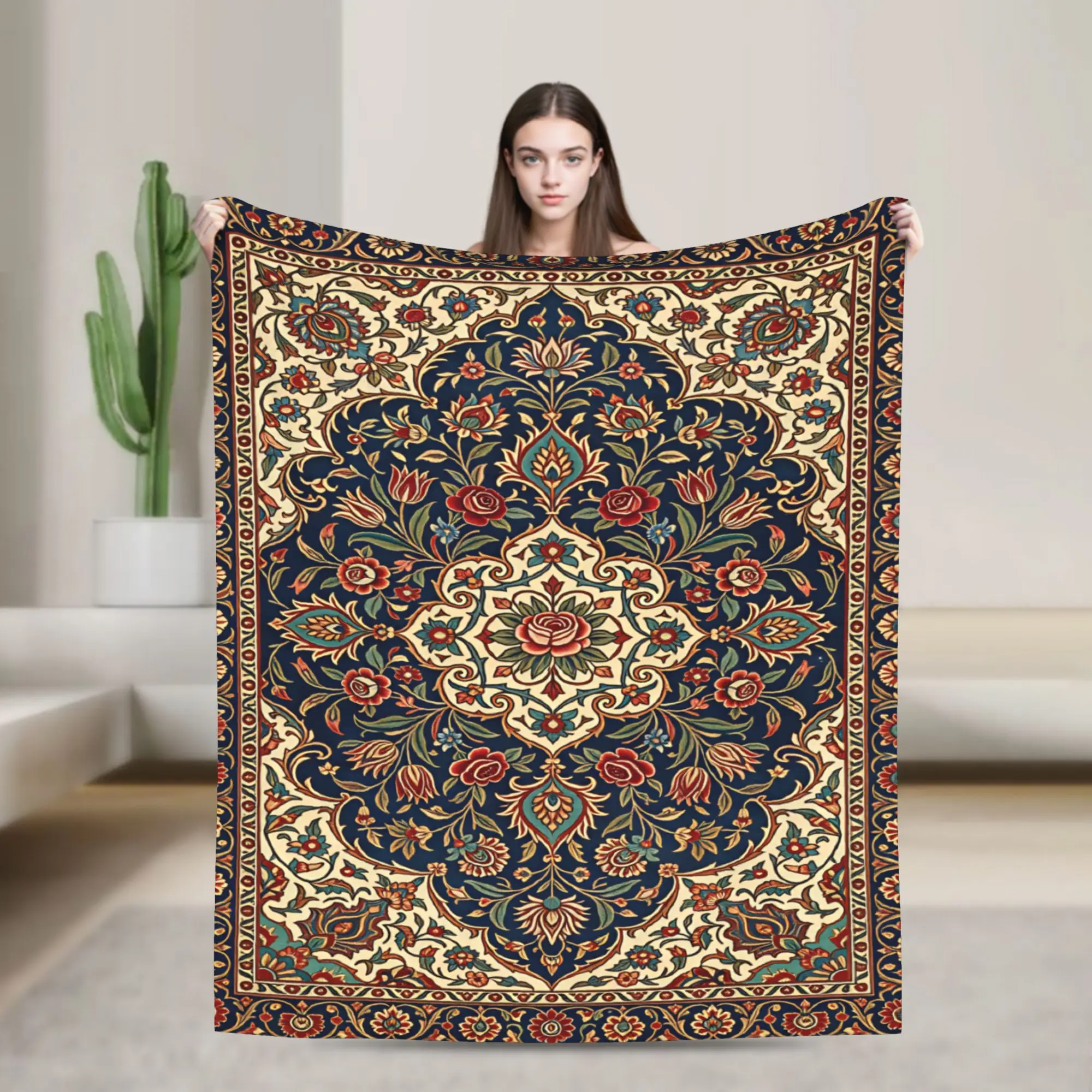 Persian Vintage Central Medallion Bedding Throws Soft Cozy Trend Blanket  For Living Room Camping Flannel Bedspread Bed Cover