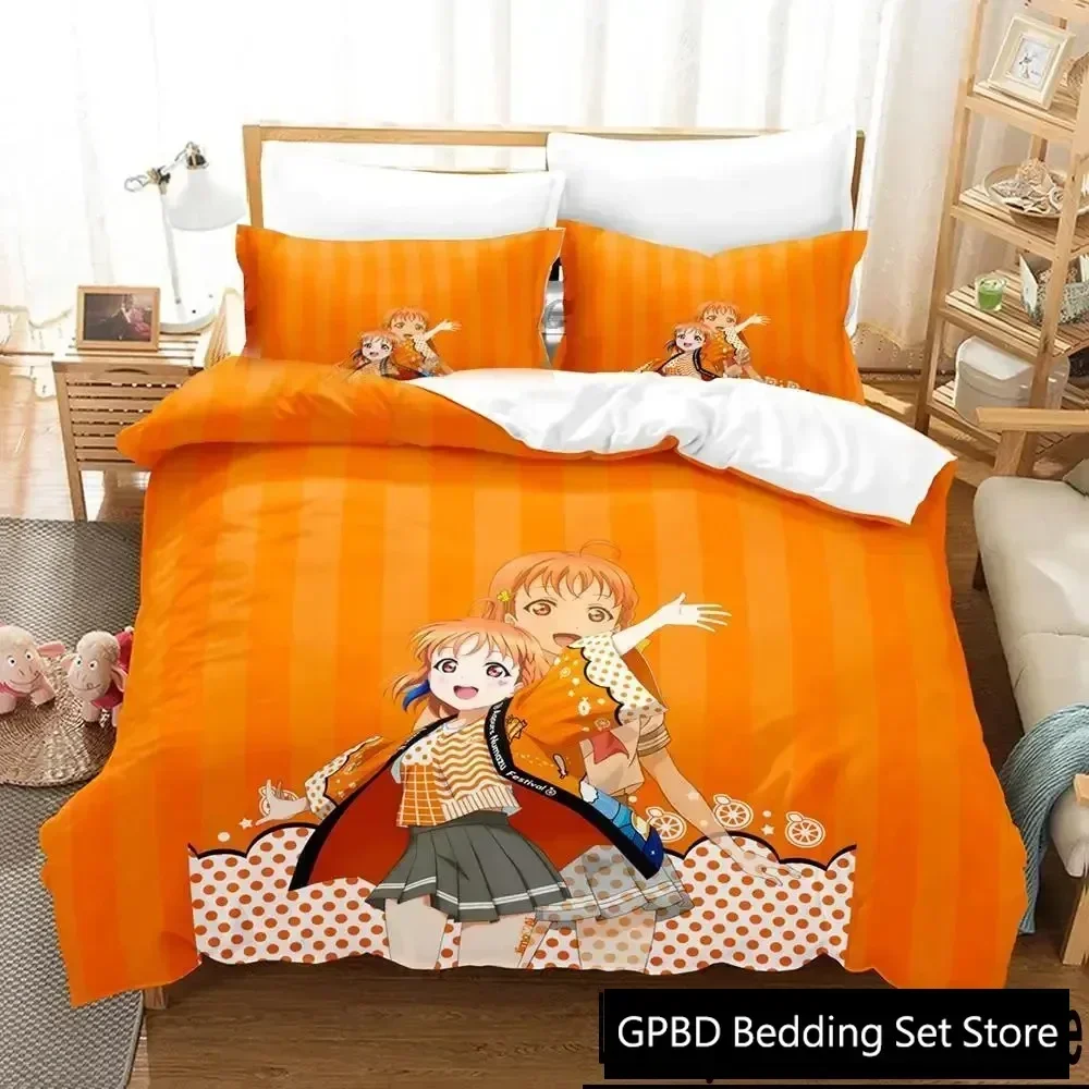 3D Print Anime LoveLive Sunshine Bedding Set Duvet Cover Bed Set Quilt Cover Pillowcase Comforter king Queen Size Boys Adult