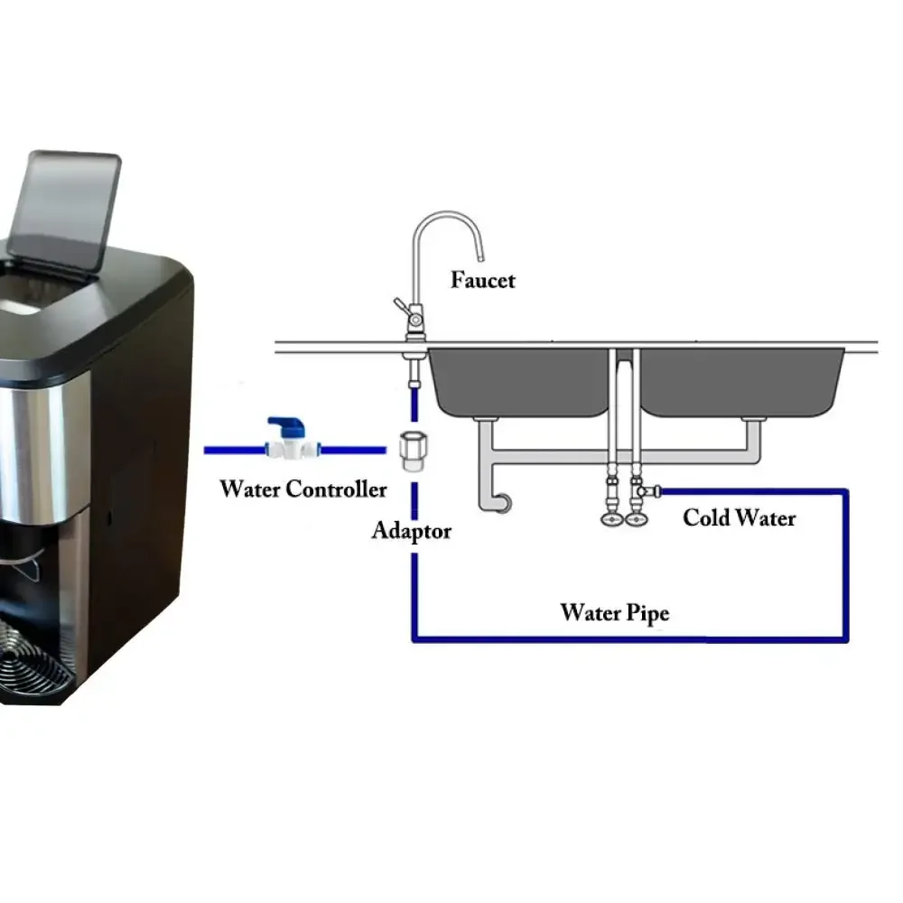 Cubo de gelo mastigável auto-limpante, Máquina de gelo Nugget Triturador de gelo de água fria para escritório de cozinha doméstica