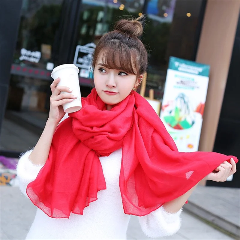 Antumn Winter Cotton Linen Scarf Shawl Women Muslim Islamic Crinkle Hijab Scarf Solid Color Large Headscarf Shawl And Wraps Hot