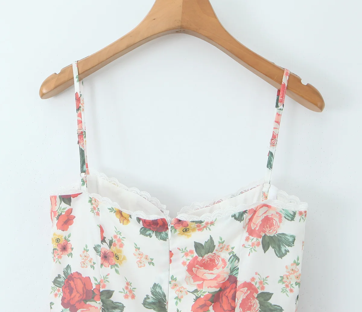 Sexy White with Flower Print Cotton Corset Style Sling Mini Dress Women Lace V Low Chest with wire Ball Gown Swing Party Robe