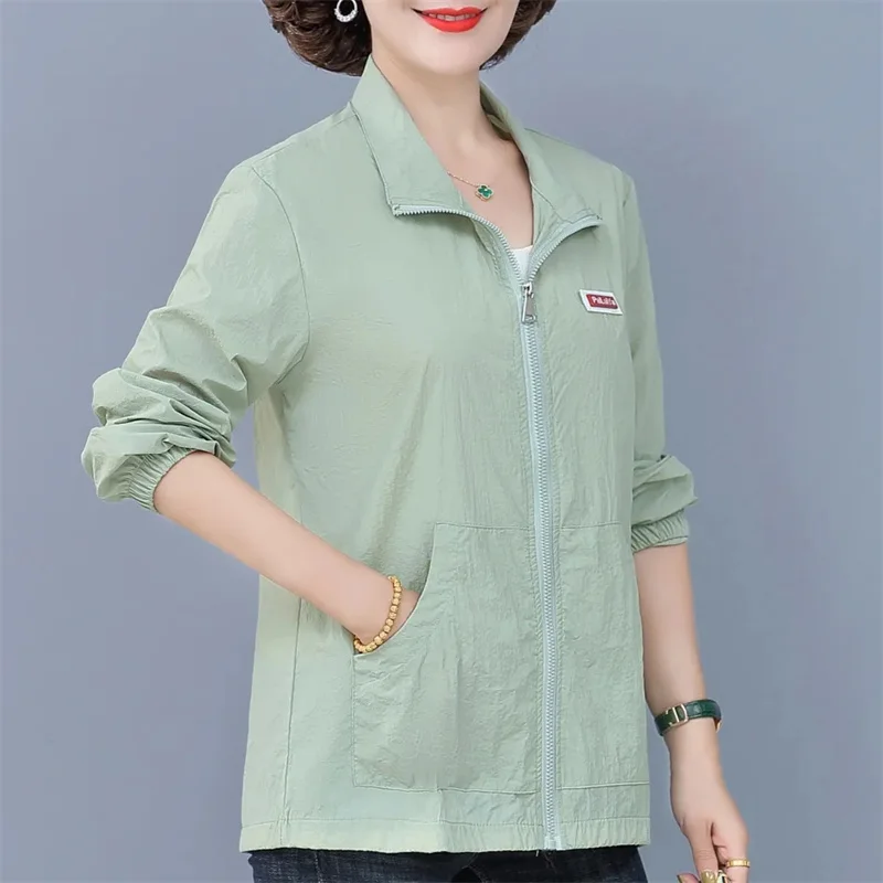 Sunscreen Women2025 New Anti-Ultraviolet Summer Coat Ladies Large Size Thin Jacket Mother Breathable Sun-Protective Clothing Top