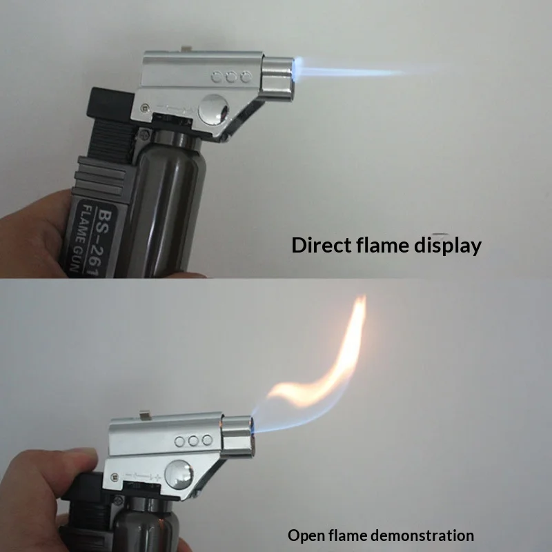 Outdoor Windproof ButaneGass Torch Lighter with Two Types of Flames Turbo Large Firepower BBQ Kitchen Cooking Ignition Spray Gun