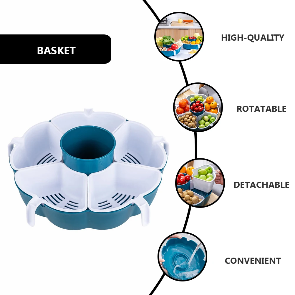

Drain Basket Hot Pot Assortment Plastic Fruit Rotating Storage Food Holder Draining