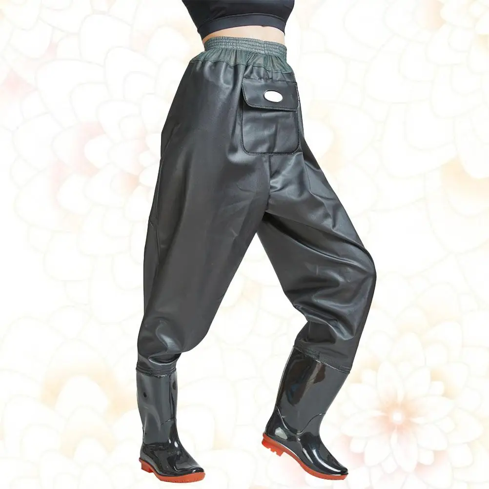 ลุยสําหรับผู้ชายกันน้ําตกปลาผู้หญิงสูทกางเกงไปครึ่งตัวด้วยรองเท้าลุยของผู้หญิง