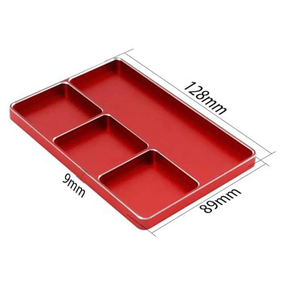 Aluminum Alloy Magnetic Screw Tray for RC Cars with Four Sections for Easy Storage Compatible with Popular Models