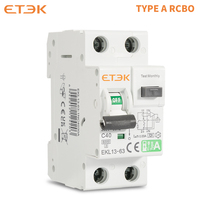 ETEK RCBO Low Voltage Residual Current Circuit Breaker A Type 30mA 2P(1P+N) Short Current Leakage Protection RCD EKL13