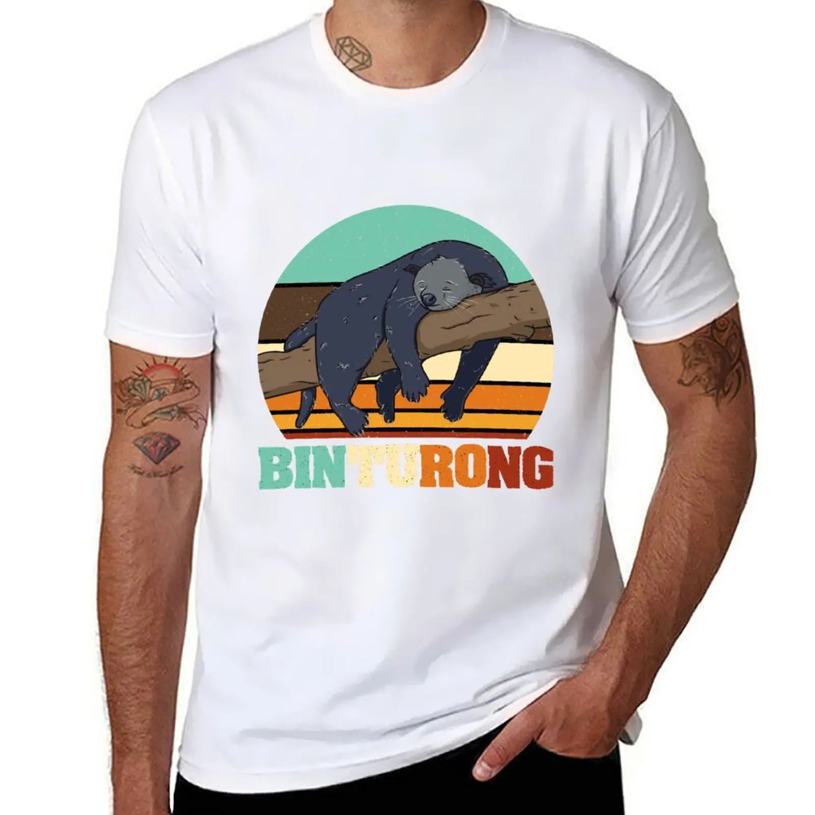 

Vintage Binturong Animal Lover Sunset T-Shirt graphic t shirts for man t shirts for man cotton soft T-Shirt