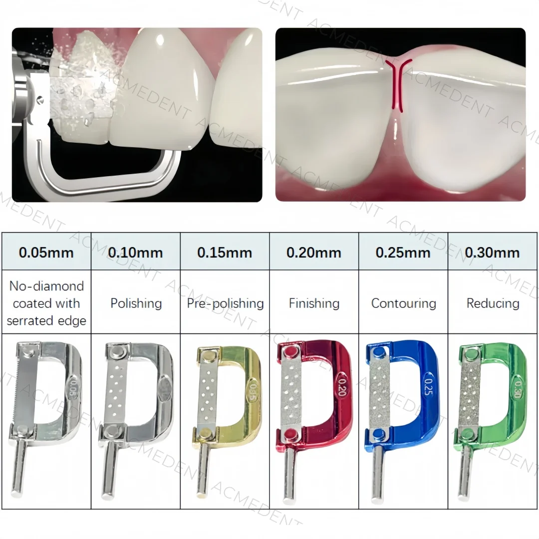 6pcs Dental IPR Orthodontic Interproximal Enamel Reduction Strip Double-Sided Polishing Strips Open Gap Saw Instrument Tool