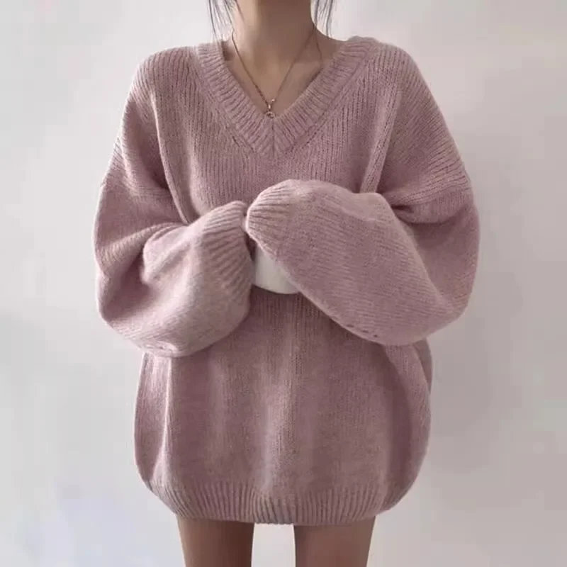 South korea Dongdaemun Fashion Comfortable New Trend Women clothes Knit Loose Casual Long sleeve Pullover Sweater A222