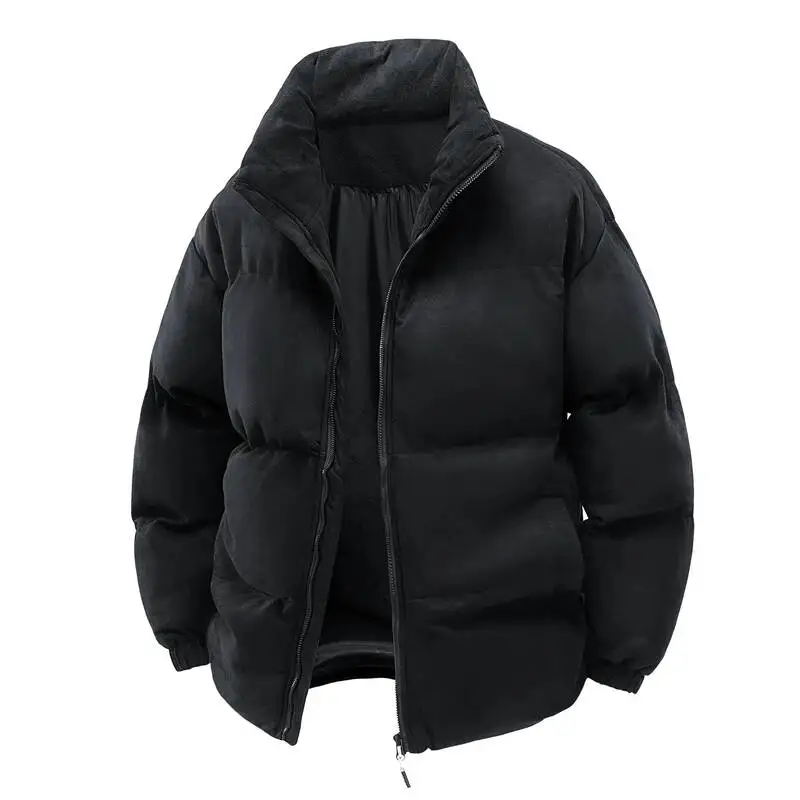 Chaqueta de algodón con cuello alto y forro polar grueso para hombre, abrigo de invierno a prueba de viento, abrigo de algodón y gamuza grueso para parejas, ropa de abrigo.