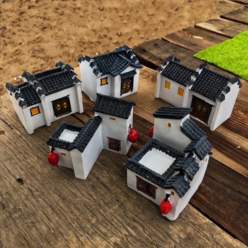 

Emulation Miniature Huizhou Style Ancient Architecture Residential Micro Landscape Sand Table Model Props Decoration Ornaments