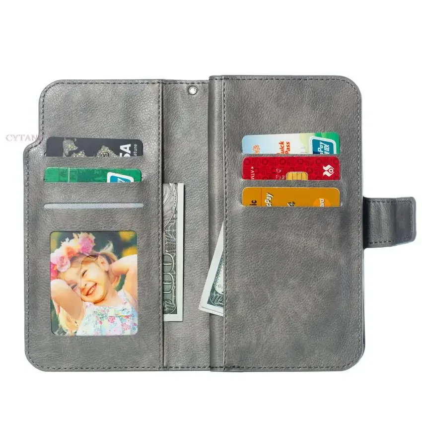 Leder Neun Karten Brieftasche Fall Für Samsung Galaxy S24 Ultra S23 FE S22 S20 S21 Plus S10 S9 S8 Plus Hinweis 20 Telefon Abdeckung – Detail 8