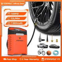 ETENWOLF ZEPHYR V3 compresor de coche portátil 160 PSI 100% Inflador de neumáticos de coche de ciclo de trabajo 7800mAh para coches motocicletas bicicletas bolas