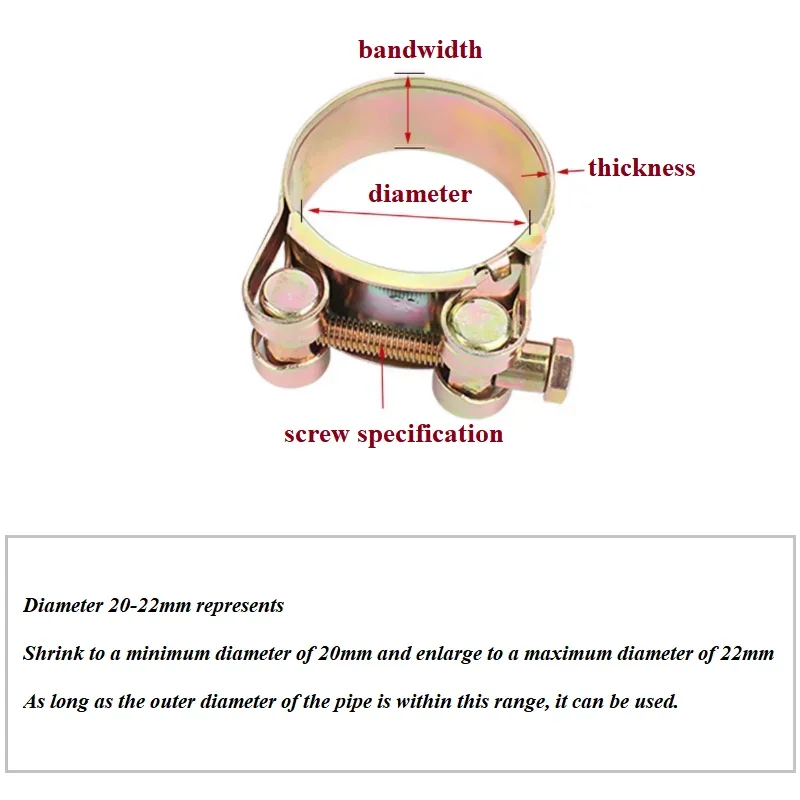 17~330mm Carbon Steel Strong Type Throat Clamp/Thickened Pipe Clamp/Heavy-Duty Pipe Clamp Clamp Fastening Accessories