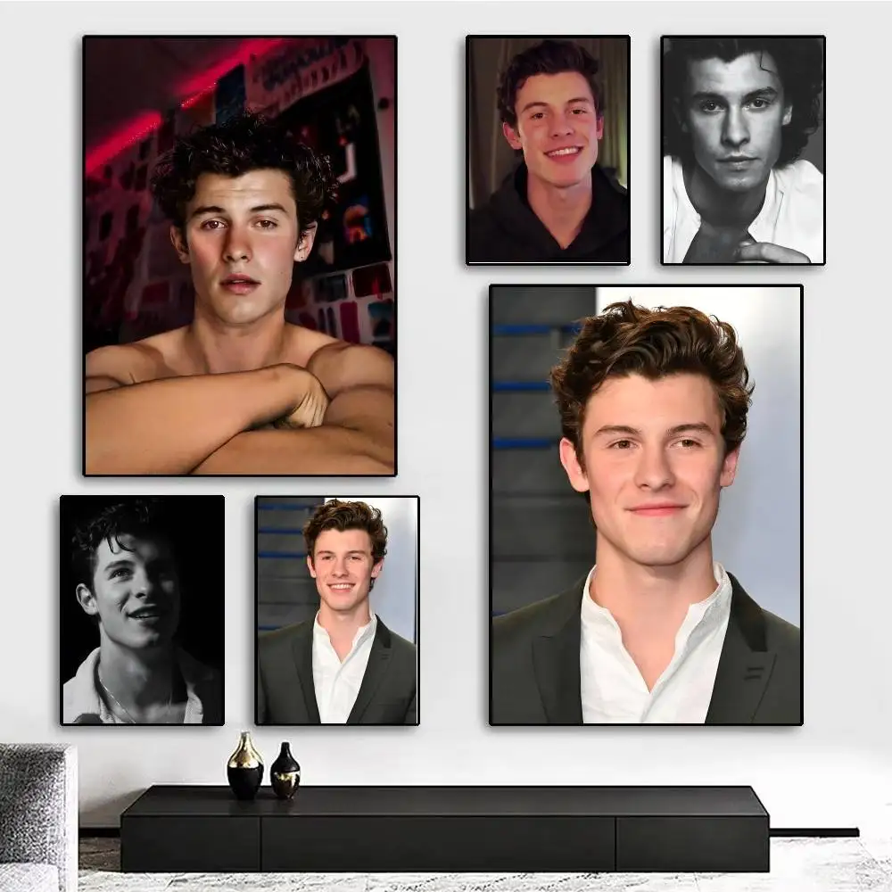 1pc S-Shawn Mendes SINGER Poster Sticker Print Waterproof Wall Art For Living Room Bedroom Home Decor