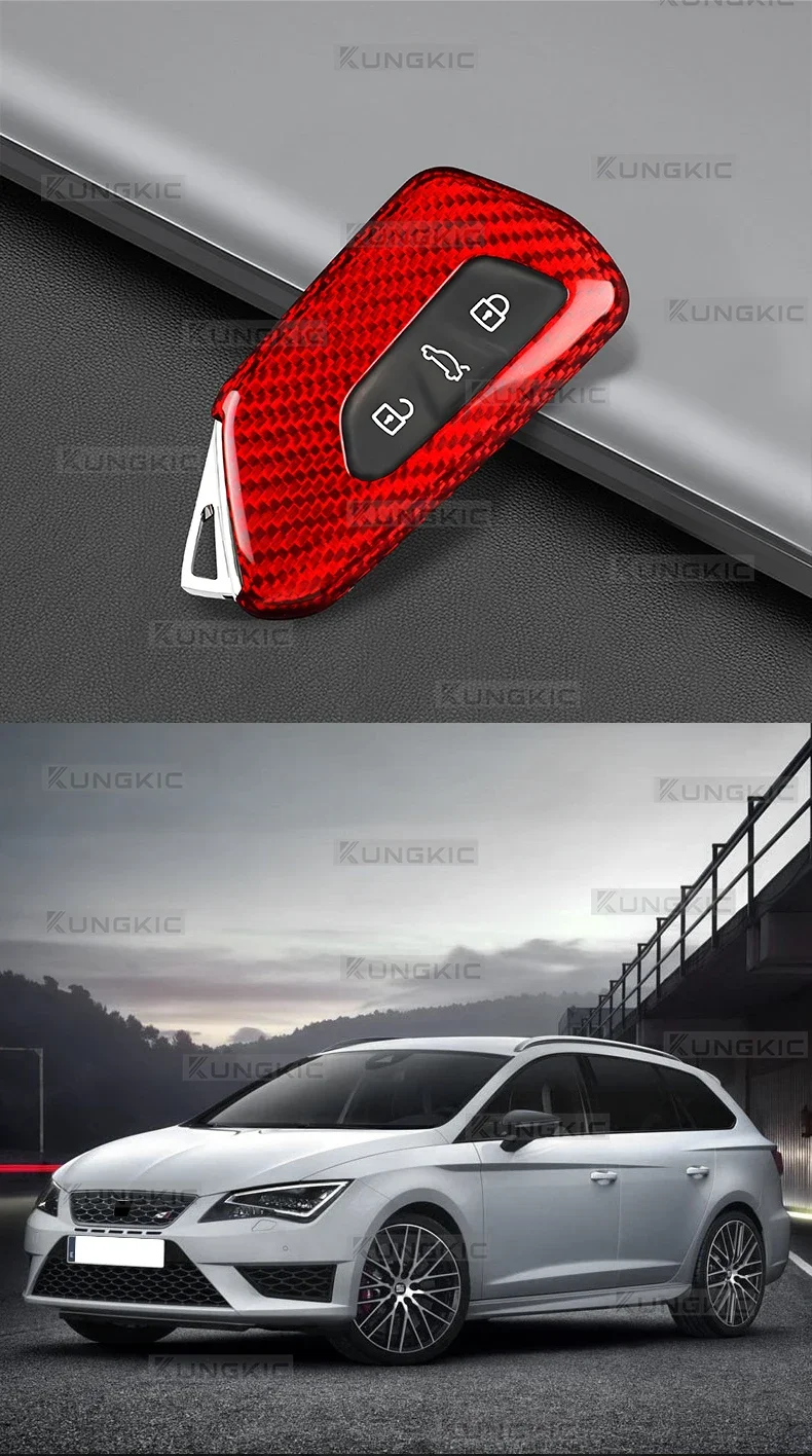 Für Cupra Formentor 2020 2021 2022 2023 2024 2025 2026 SEAT Ibiza/Arona/Leon MK4/Cupra Leon Hartschalen-Schlüsselabdeckung aus Kohlefaser – Detail 5