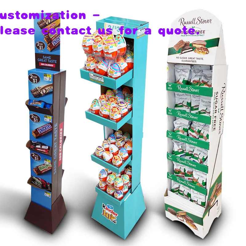 custom.Custom Foldable Cardboard Candy Snacks Display Stand with Adjustable Tiers Shops