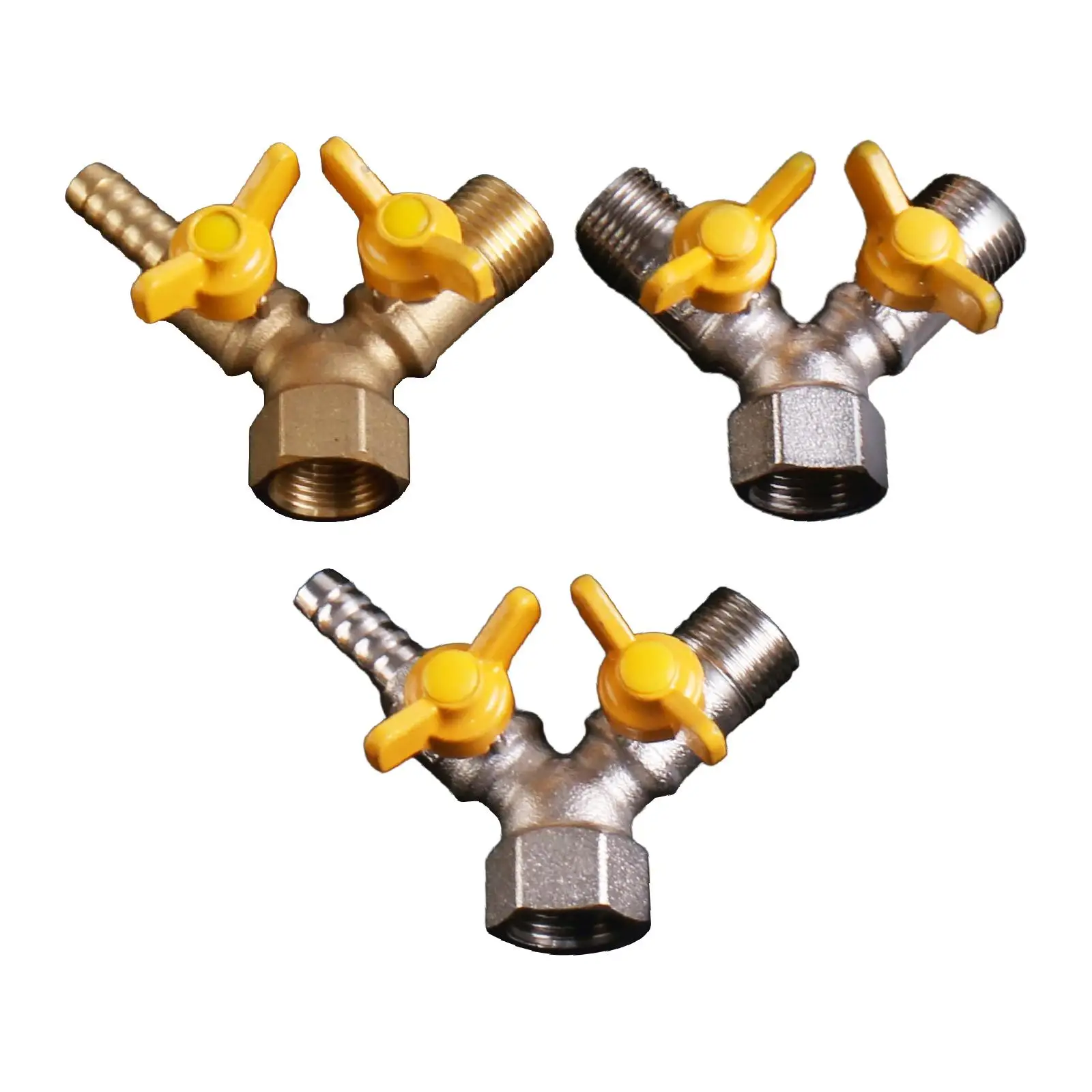 Y Shaped Ball Valve Copper Construction Wear Resistant 3 Way Shut Off Professional Sturdy for Brass Gas Valve Work
