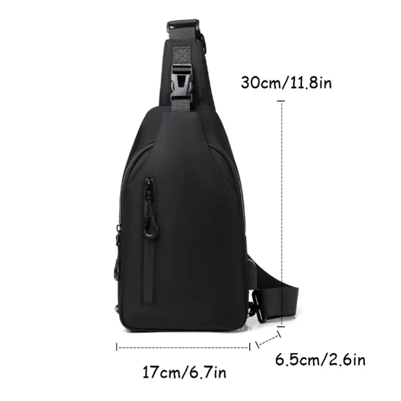 A Cool Men's Messenger Bag Casual Oxford Waterproof And Wearable Shoulder Bag Usb Rechargeable Chest Bag