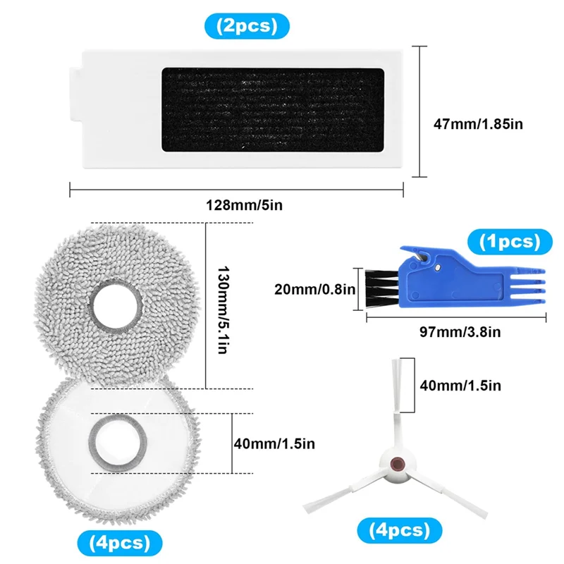 ABUD-part Kit Aksesori untuk Ecovacs Deepot T20 Omni/T20/T20 Max/T20 Pro Robot Penyedot Debu Filter HEPA Sikat Samping Kain Pel
