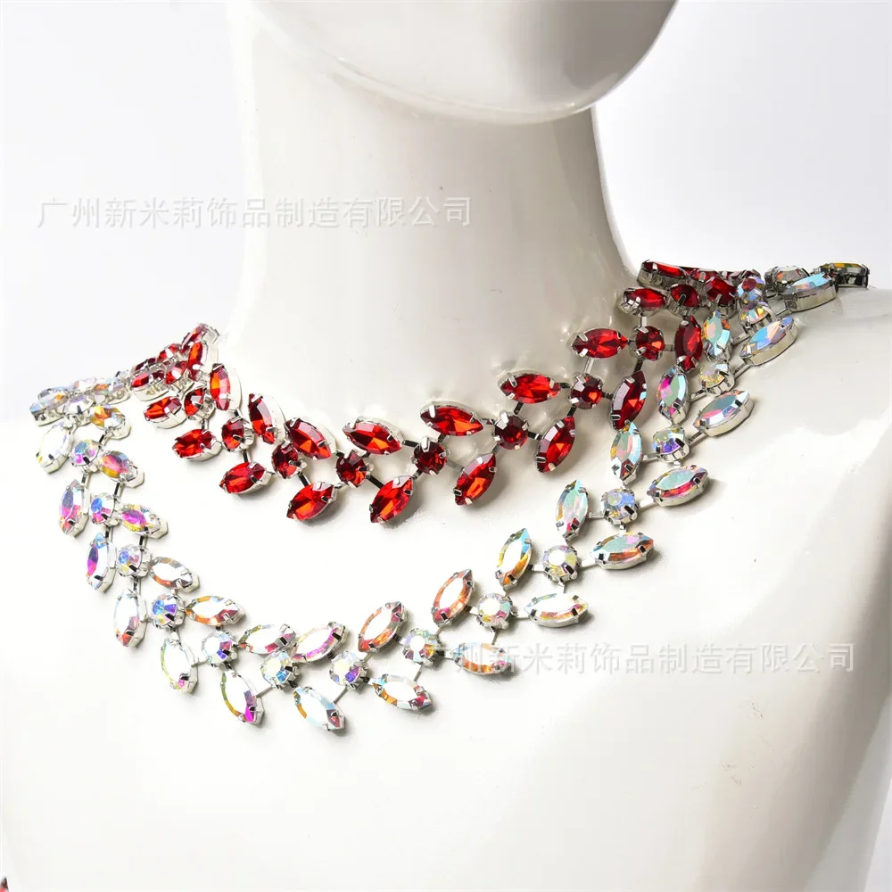 3yard Color Cross Horse Eye Glass Rhinestone Flower Chain Clothing Belt Decoration Handmade Crystal Shoe Bag Hair Accessories