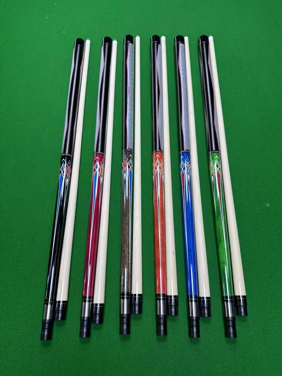 

Factory Direct Sell 58'' Multi Color 1/2-pc Pool Cue 13mm Cue Tip & Stainless Steel Joint Billiard Stick