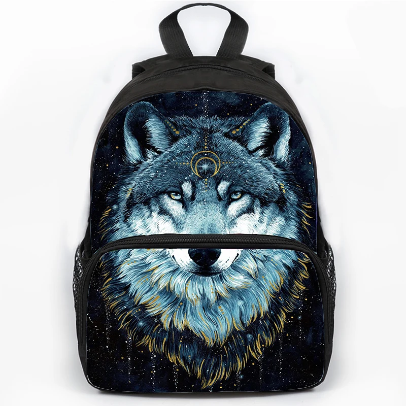 Three Wolves and Full Moon Backpack for Teenage Girls Boys Student Bookbag Howling Wolf 3d Print School Bags Men Large Backpacks