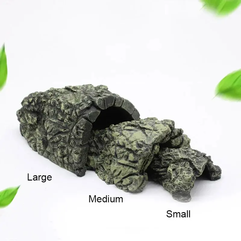 Resin Aquarium Decoration Resin Aquatic Fish Tank Ornament Decor Artificial Reptile Terrarium Turtle Shelter Cave Accessories