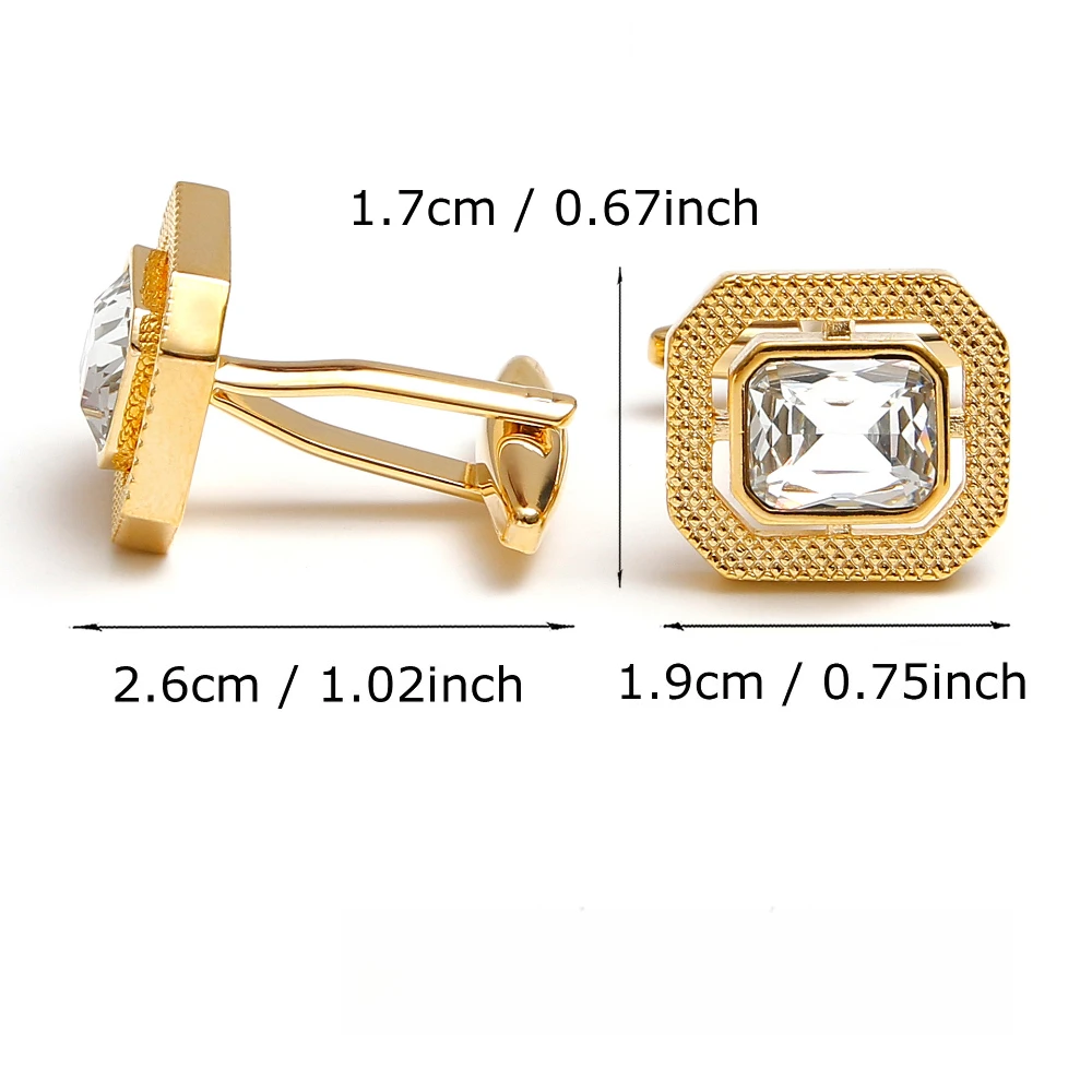 Men's Gentlemen's Square Diamond Studded Cufflinks Business Formal Banquet Dress Shirt Suit Exquisite Decoration Sleeve Studs
