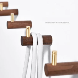 1Pc Brass Solid Wood Hooks Creative Wall-Mounted Bathroom Decorative Coat Hook For Home Key Wooden Hooks Kitchen Accessories