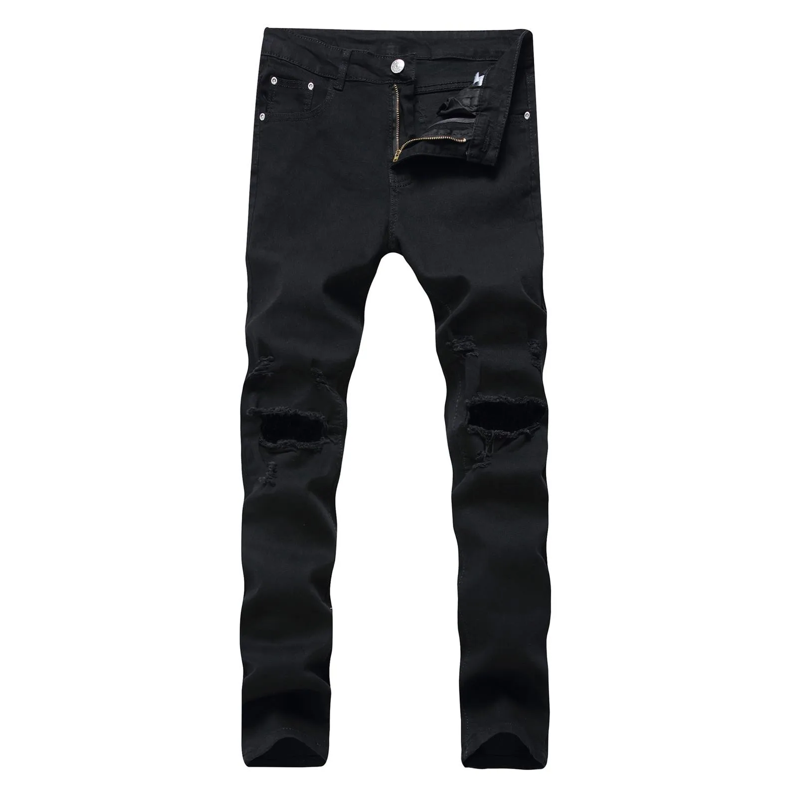 Men's Jeans Trend Ripped Nostalgic Big Tattered Men's Denim Trousers 10 Star