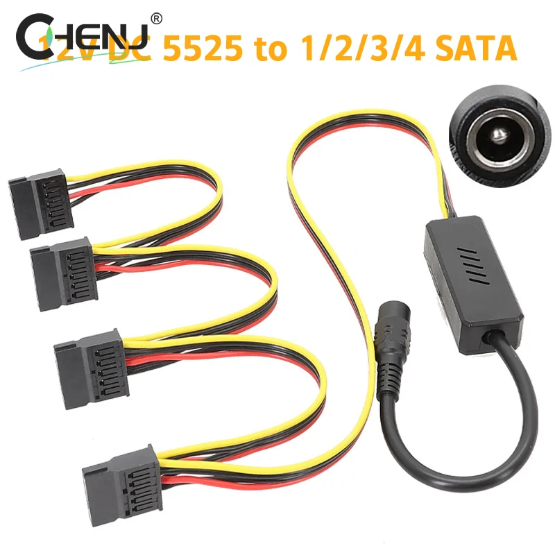 1pcs DC 5525 To SATA Hard Drive Power Supply Cable DC 12V To 4Pin Molex HDD Cable Step-down Voltage Regulator