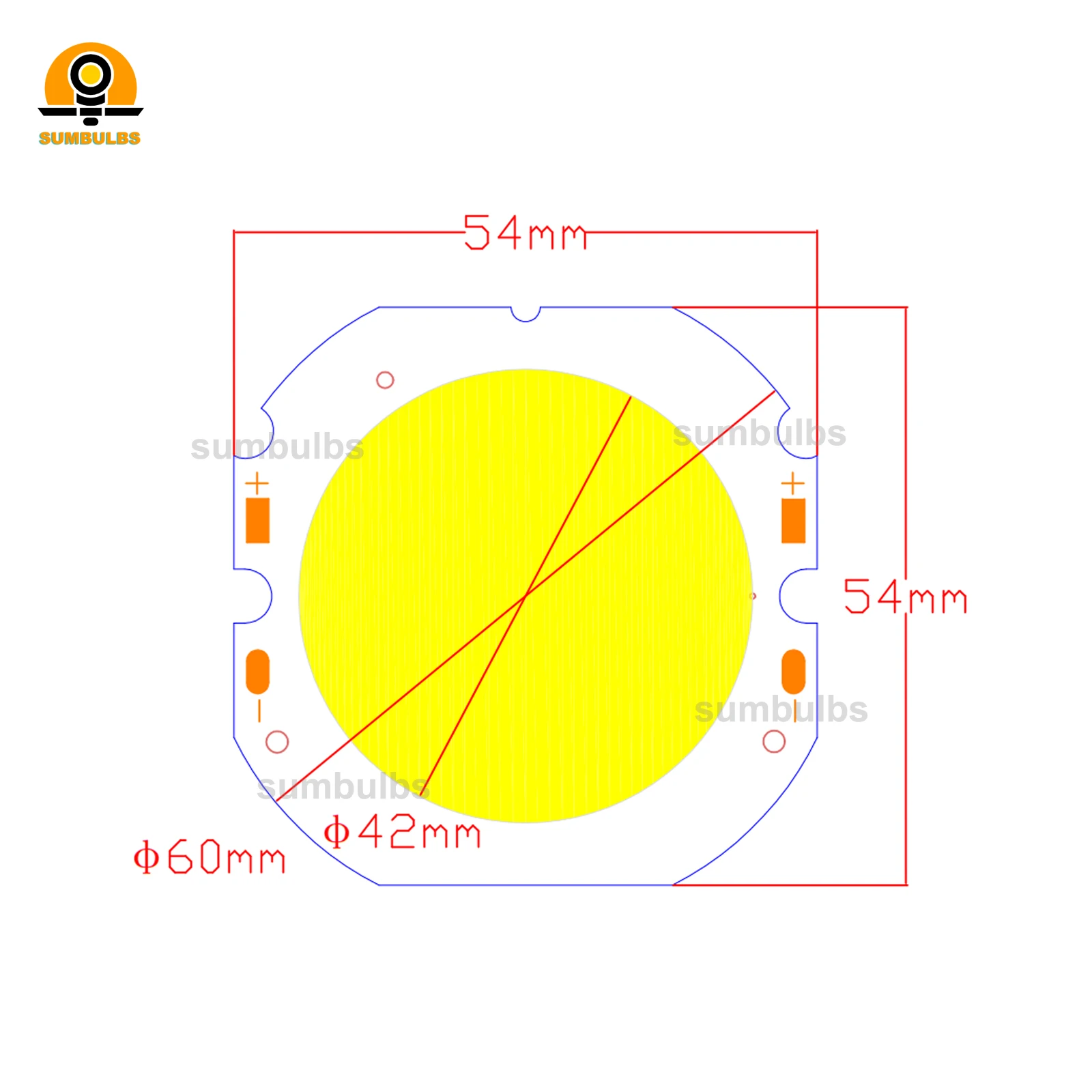 [SUMBULBS] 42mm Lighting Ares Diameter 54x54mm LED COB Light Source for Down Light Bulb Lamp 10W 20W 30W Natural Warm Cold White