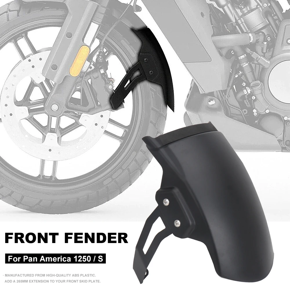 New Motorcycle Extended 265mm Mudguard ABS Mud Guard Kit Front Fender For Pan America 1250 Special PA1250 S PA1250S 2021-2024