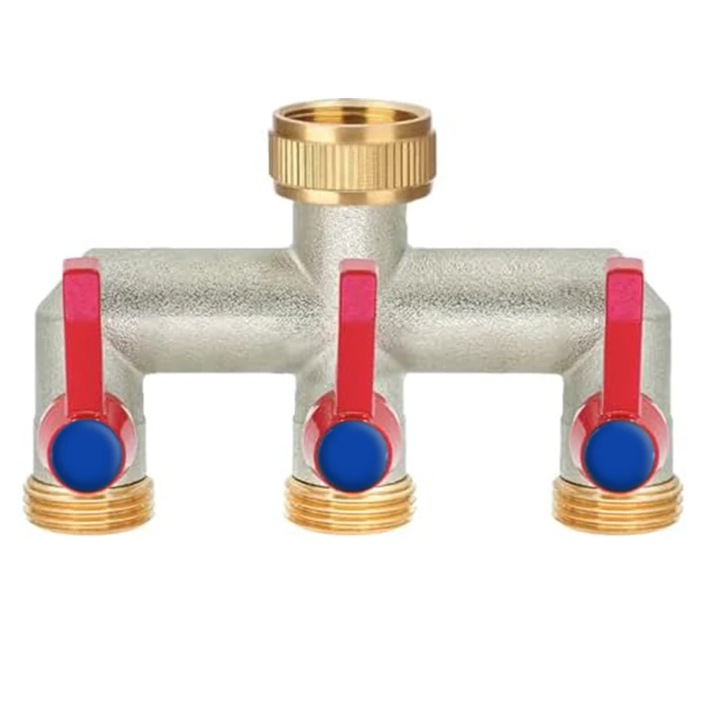 

3-Way Splitter 3 Way Water Distributor Everyday Use Simultaneous Connection Sturdy Construction Brass Material